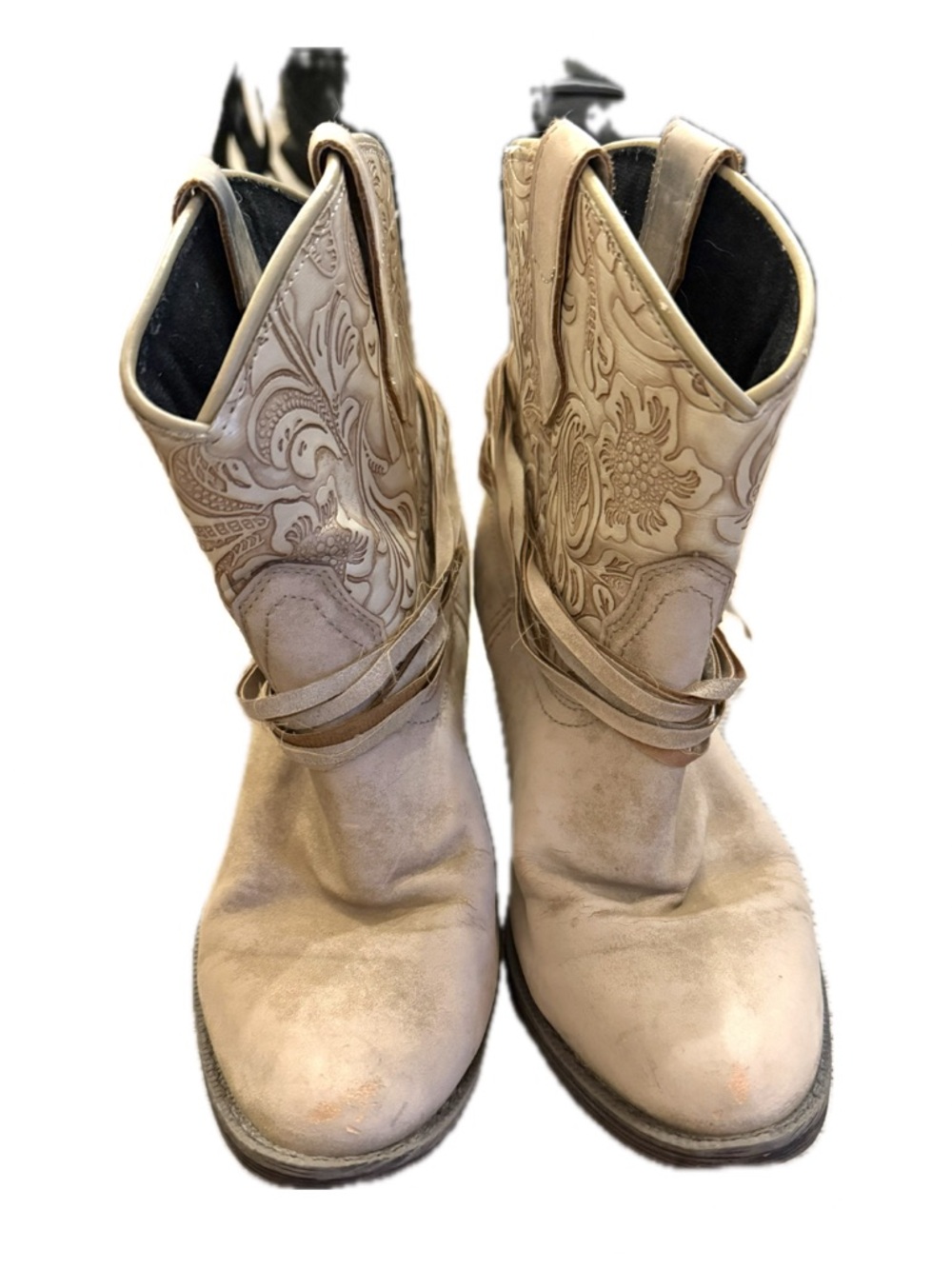 Dingo Western Ankle Boots Women’s Tan Leather Embroidered Cowgirl Boots